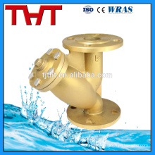brass flange connection y type strainer on stock